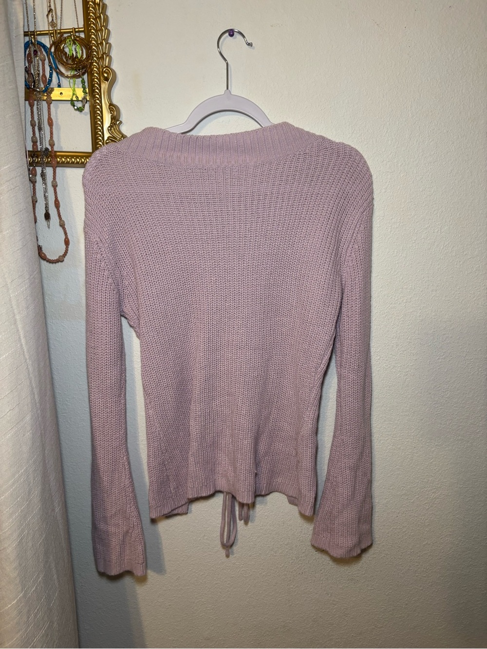 Cozy Rib-Knit Long Sleeve Top - lilac color